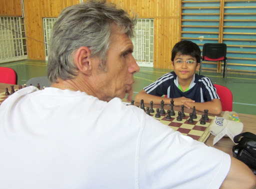 Akshat Chandra and GM Goran Kosanovic in Chess Round 4 