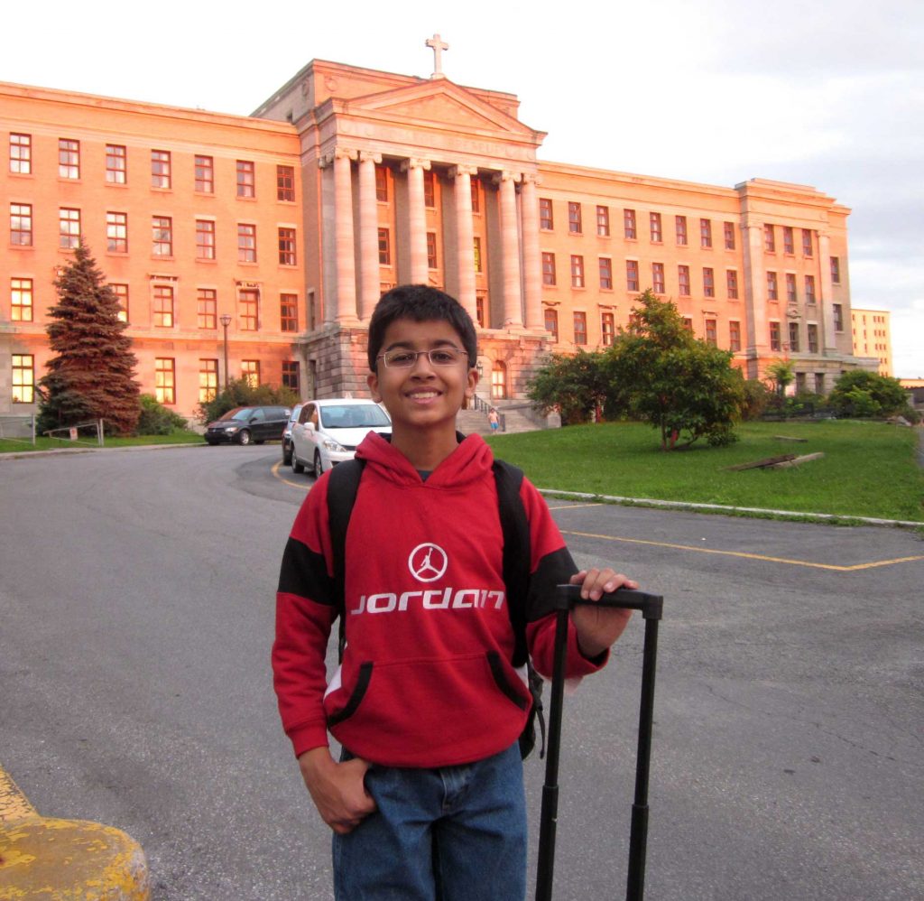 Arriving at Collège Jean-de-Brébeuf in Montréal after a 8 hour train ride - Akshat Chandra. Some of you may have noticed I had gotten a haircut :)